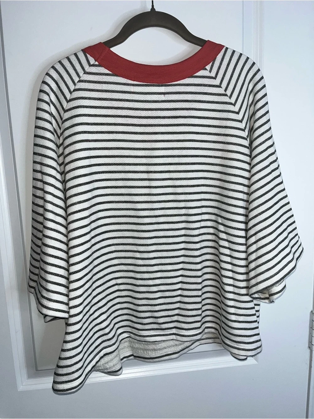 Bucket List Cotton Terry Cloth Lined Striped Cropped Oversize Casual Beach Top L - Picture 4 of 10